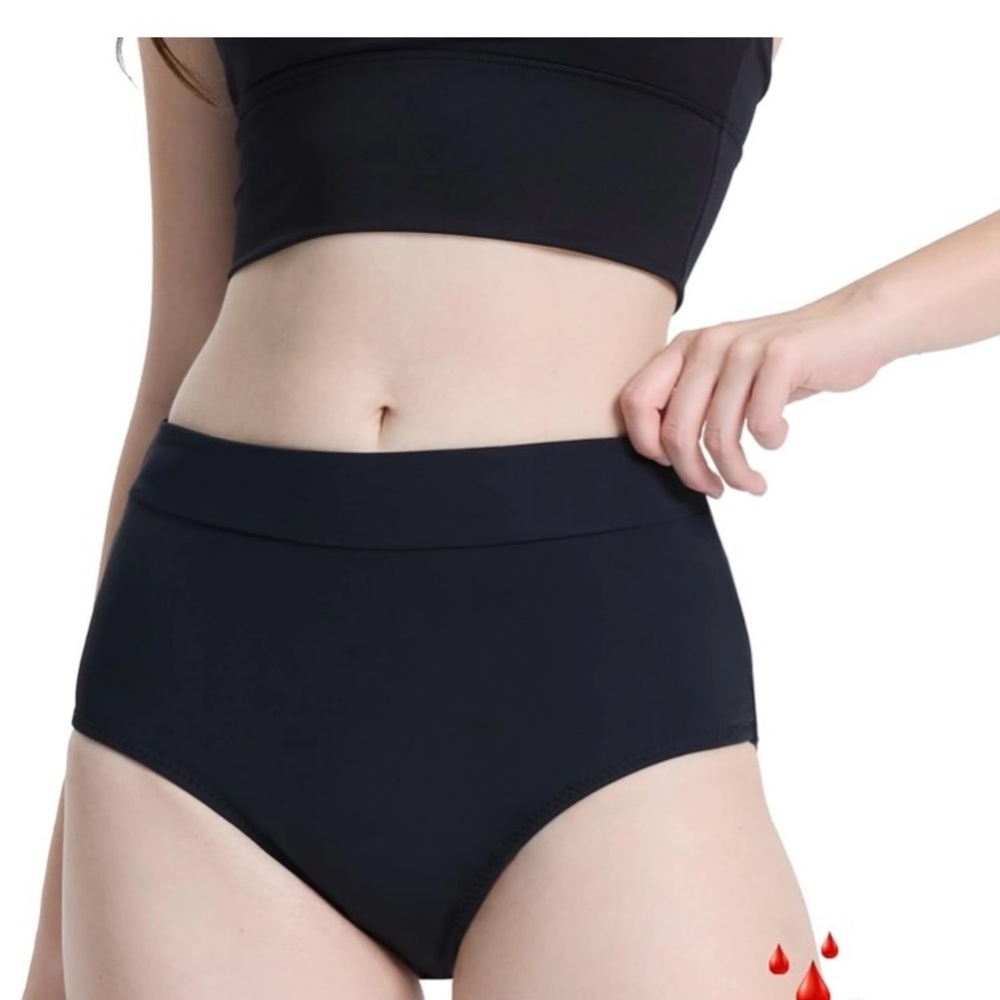 Period Swimwear Leakproof Bikini Bottoms Full Coverage Menstrual Swimsuit-S NIB